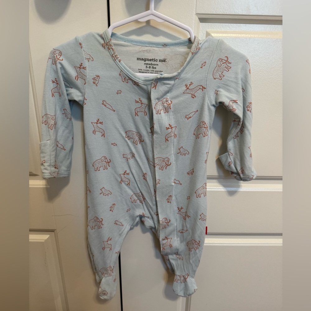 Magnetic Me Light Blue Animal Pattern Footie